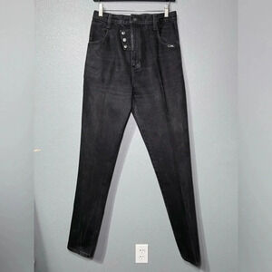 Vintage 80s/90s Ozark Mountain Black/Silver Snaps Mom Jeans 29x34 Cowgirl Rodeo.